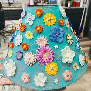 Floral Decorative Lampshade -Vintage Upcycled